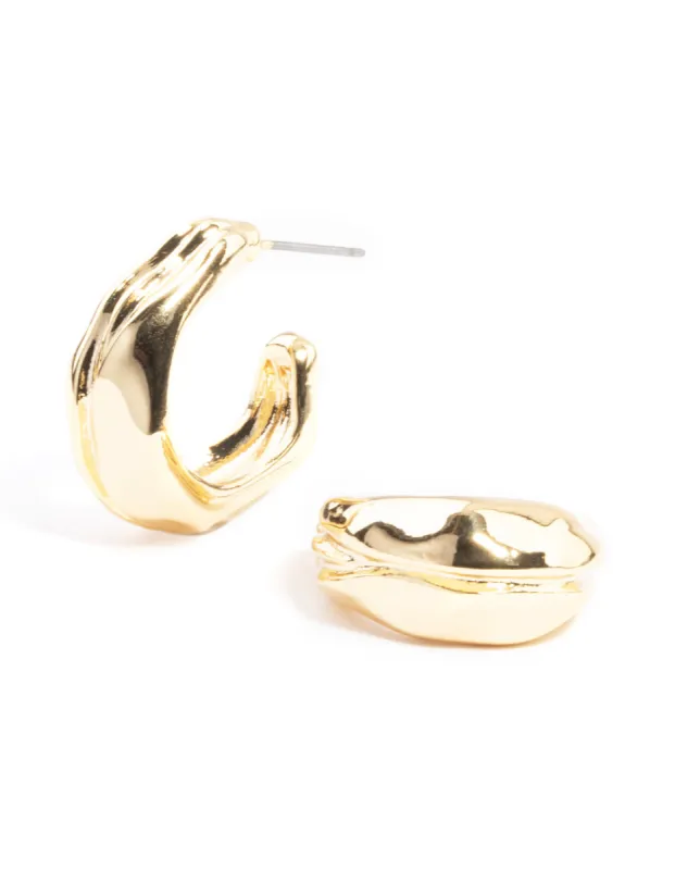 Gold Plated Medium Molten Hoop Earrings sold by lovisa