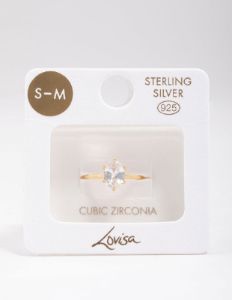 Gold Plated Sterling Silver Oval Solitaire Ring sold by lovisa