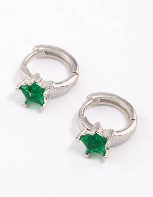 Rhodium Small Star Diamante Hoop Earrings sold by lovisa