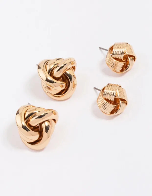 Gold Knotted Stud Earring Pack made by lovisa