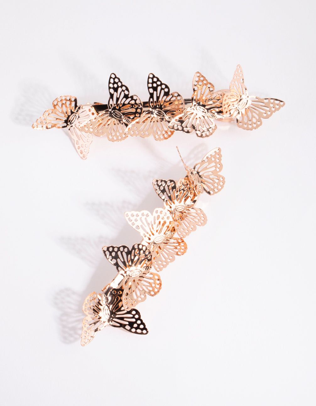 Rose Gold Butterfly Bar Clip Set sold by lovisa