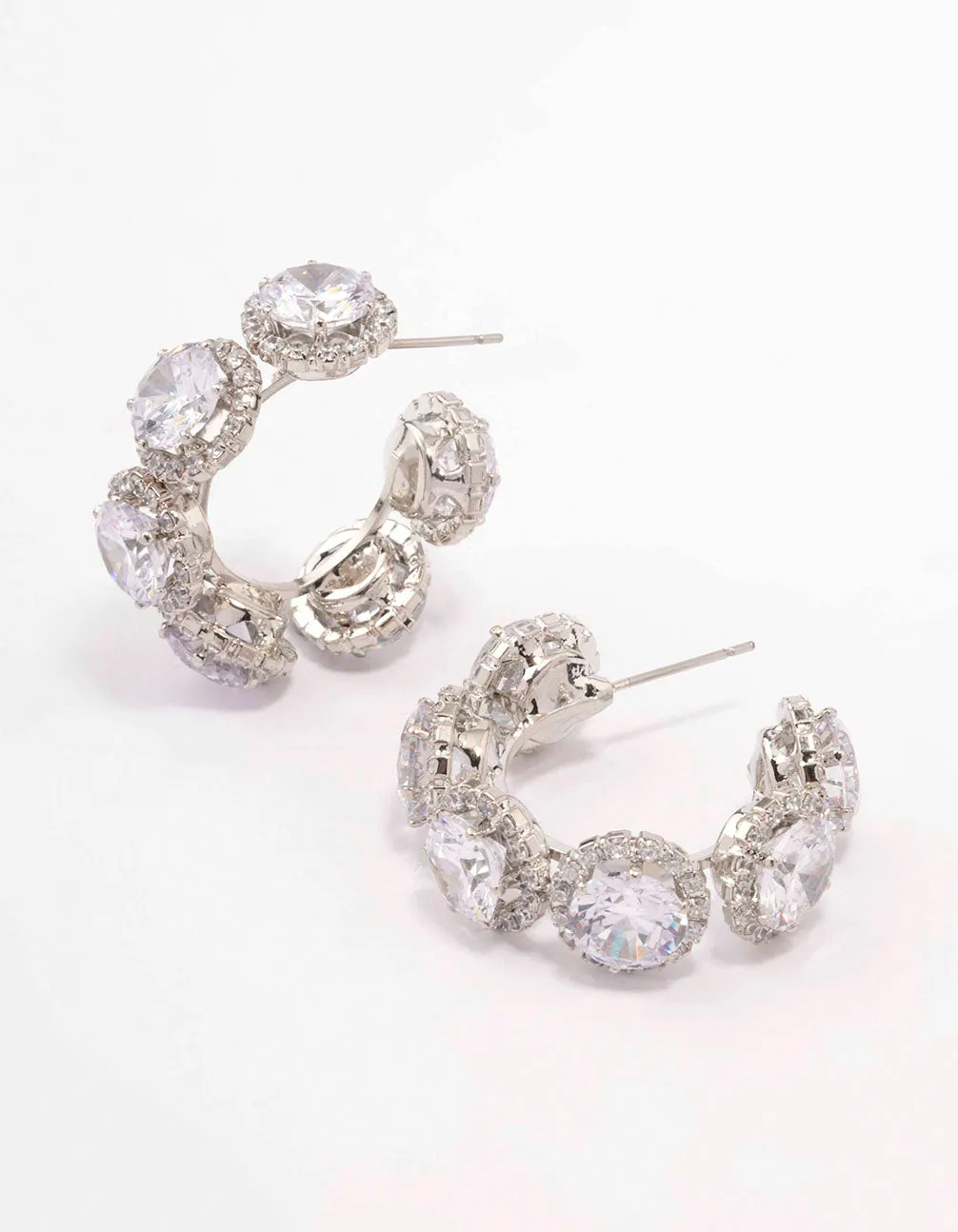 Silver Round Cubic Zirconia Small Hoop Earrings sold by lovisa product image thumbnail 4