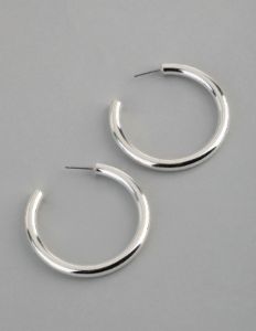 Silver Plated Brass Solid Classic Hoop Earrings sold by lovisa