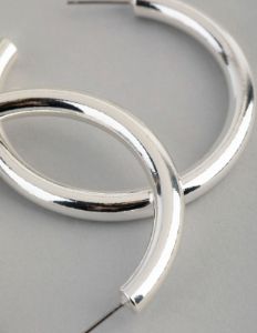 Silver Plated Brass Solid Classic Hoop Earrings sold by lovisa
