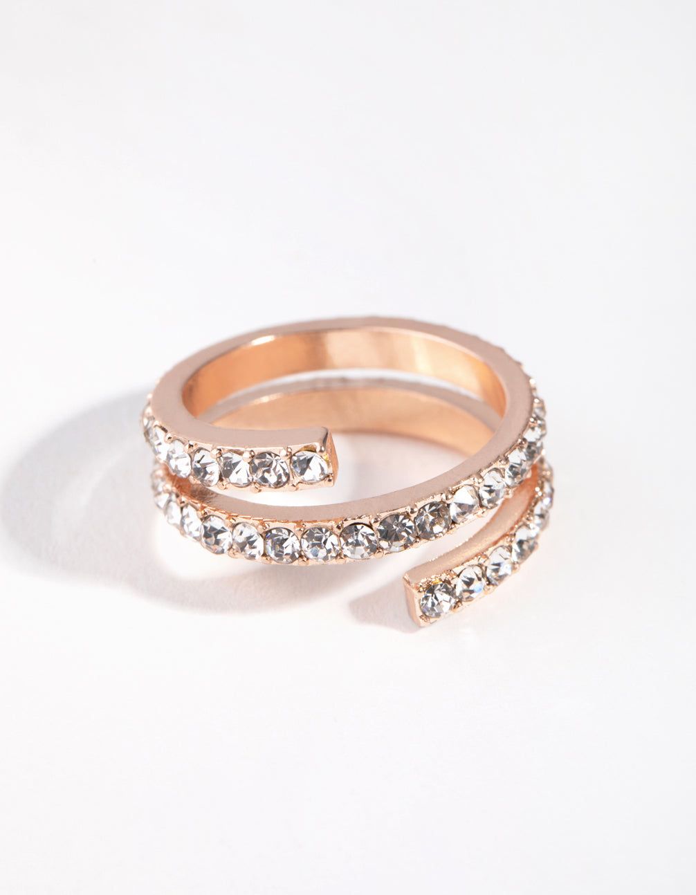 Rose Gold Crystal Twist Ring sold by lovisa