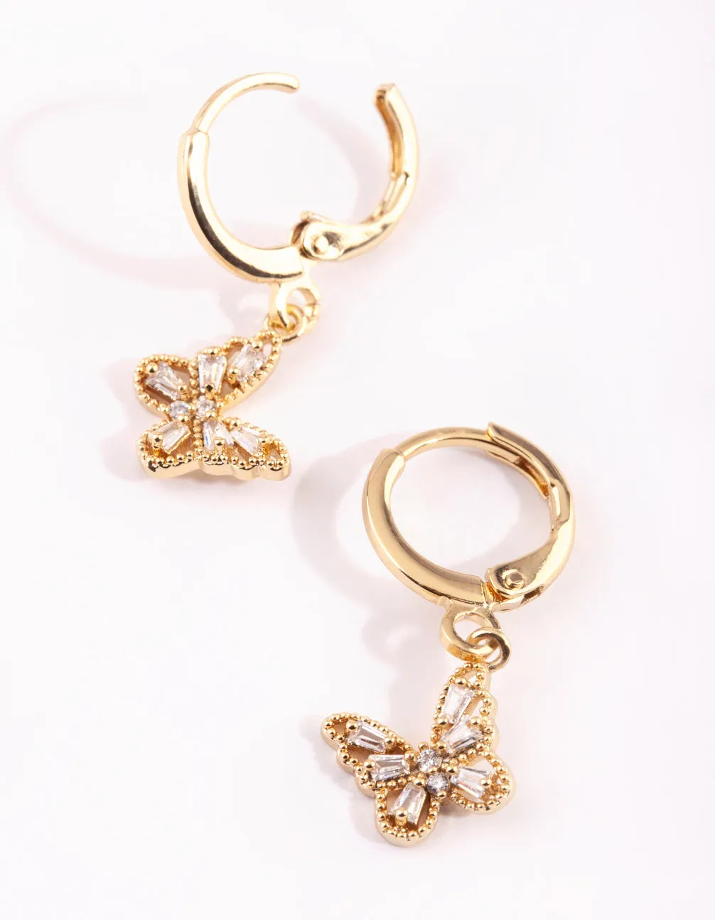 Gold Plated Butterfly Huggie Hoop Earrings with Cubic Zirconia sold by lovisa product image thumbnail 2