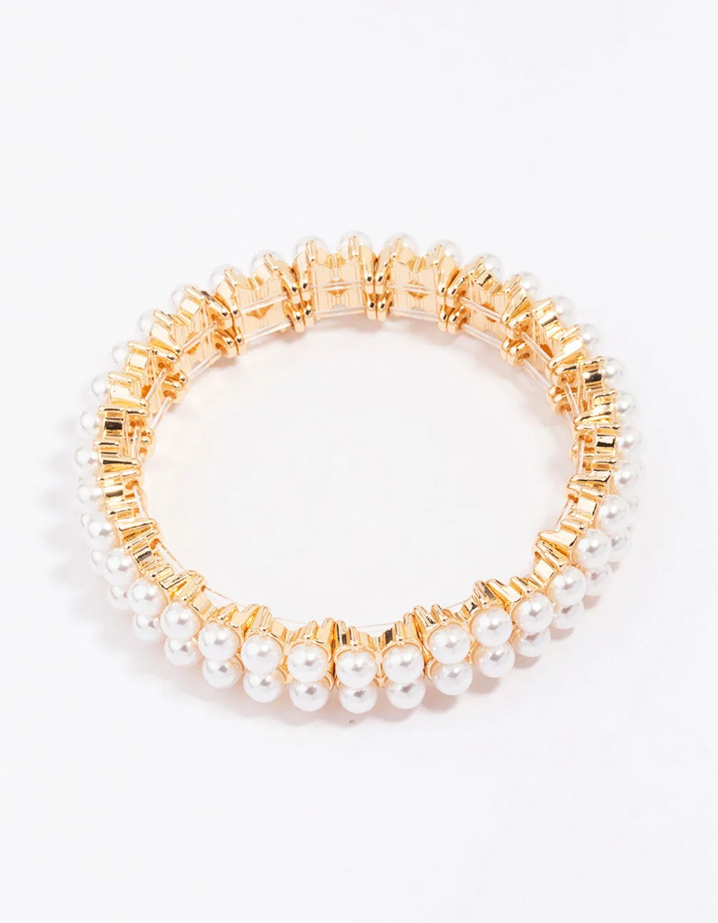 Gold Pearl Duo Row Stretch Bracelet sold by lovisa