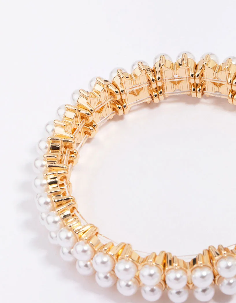 Gold Pearl Duo Row Stretch Bracelet sold by lovisa product image thumbnail 3