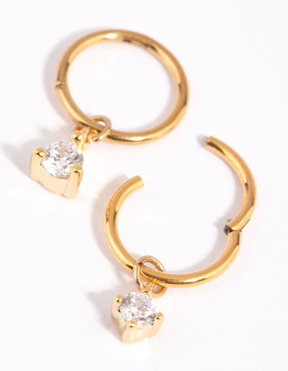 Gold Plated Surgical Steel Cubic Zirconia Charm Sleeper Earrings sold by lovisa product image thumbnail 2