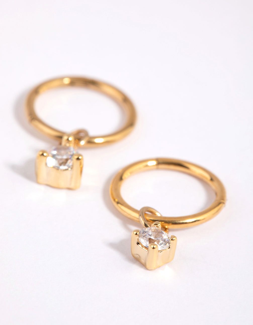 Gold Plated Surgical Steel Cubic Zirconia Charm Sleeper Earrings sold by lovisa product image thumbnail 3