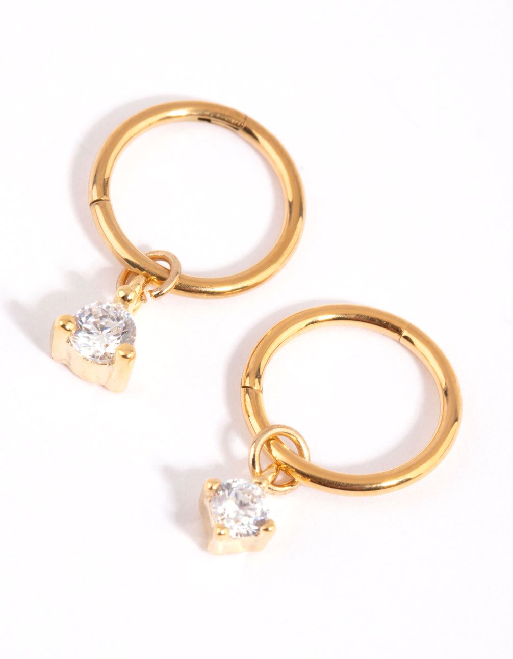 Gold Plated Surgical Steel Cubic Zirconia Charm Sleeper Earrings sold by lovisa