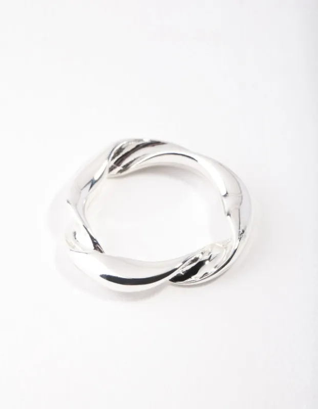 Silver Plated Twist Band Ring sold by lovisa