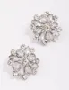 Silver Pear Round Diamante Flower Stud Earrings sold by lovisa