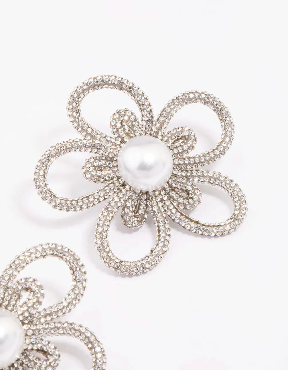 Silver Pearl Flower Statement Stud Earrings sold by lovisa product image thumbnail 3