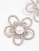 Silver Pearl Flower Statement Stud Earrings sold by lovisa