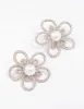 Silver Pearl Flower Statement Stud Earrings sold by lovisa