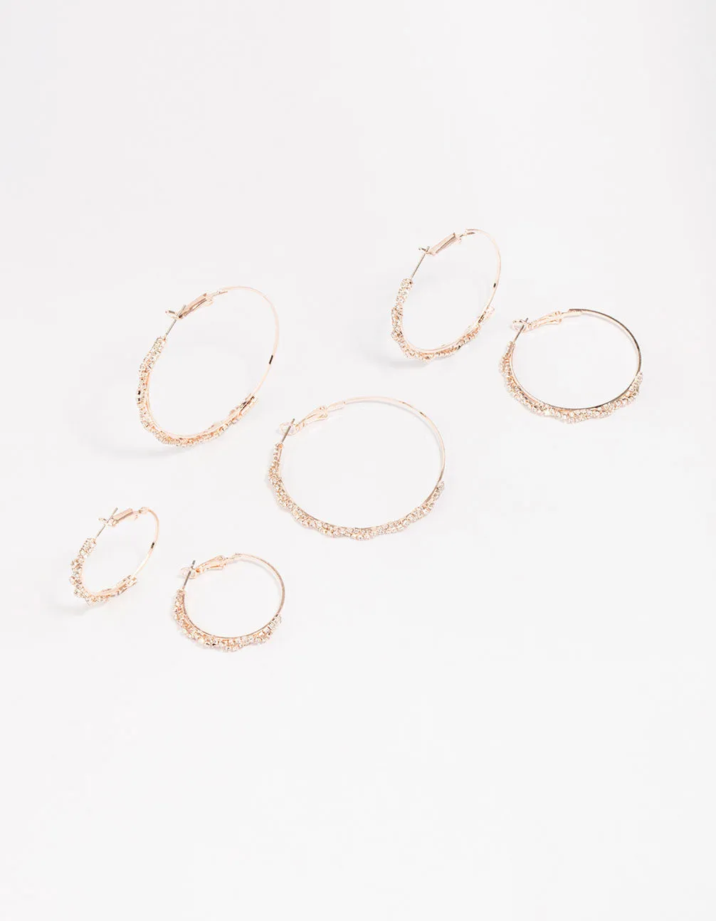 Rose Gold Diamante Oval Earring Pack sold by lovisa