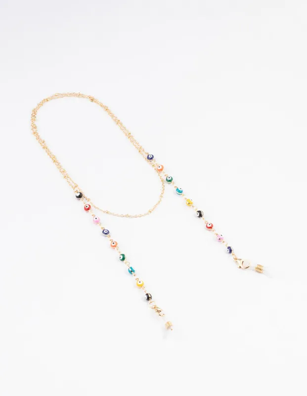 Gold Evil Eye Beaded Glasses Chain sold by lovisa