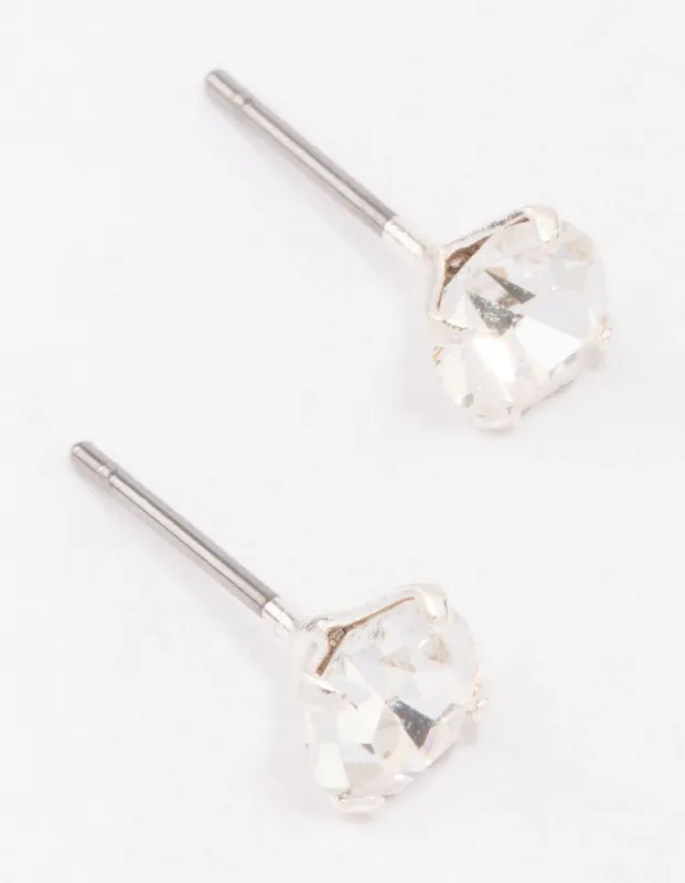Silver Round Crystal Stud Earrings sold by lovisa