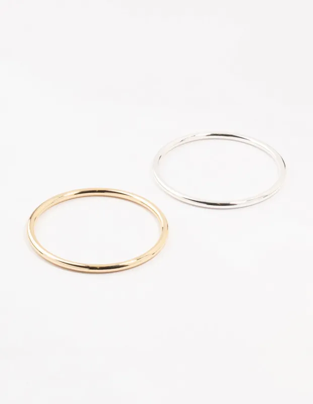 Mixed Metals Round Bangles 2-Pack sold by lovisa