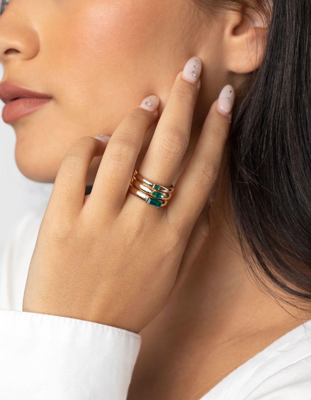 Gold Ring Pack with Emerald Coloured Stones sold by lovisa product image thumbnail 2
