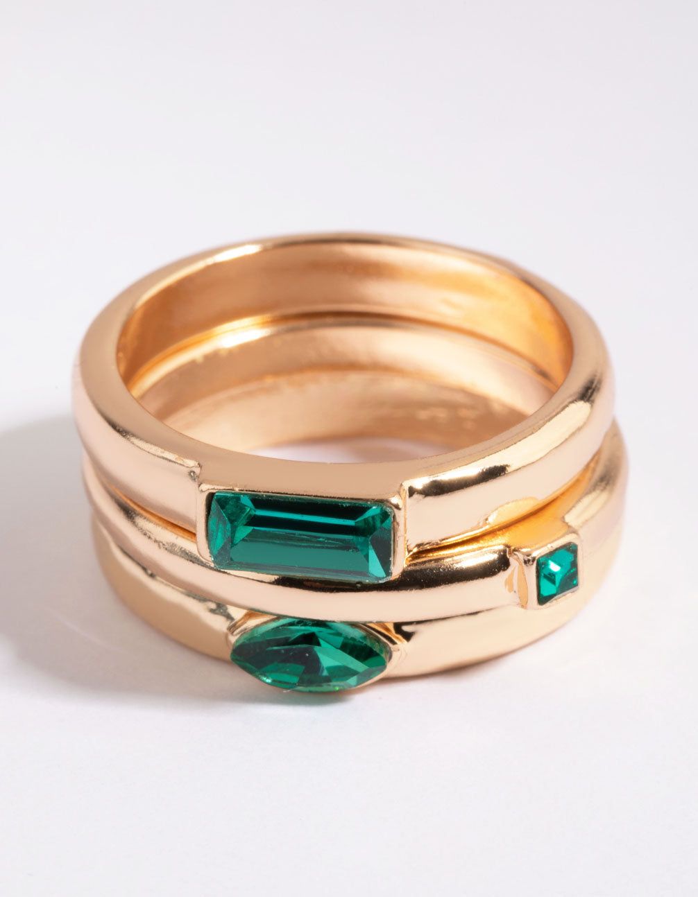 Gold Ring Pack with Emerald Coloured Stones sold by lovisa product image thumbnail 3