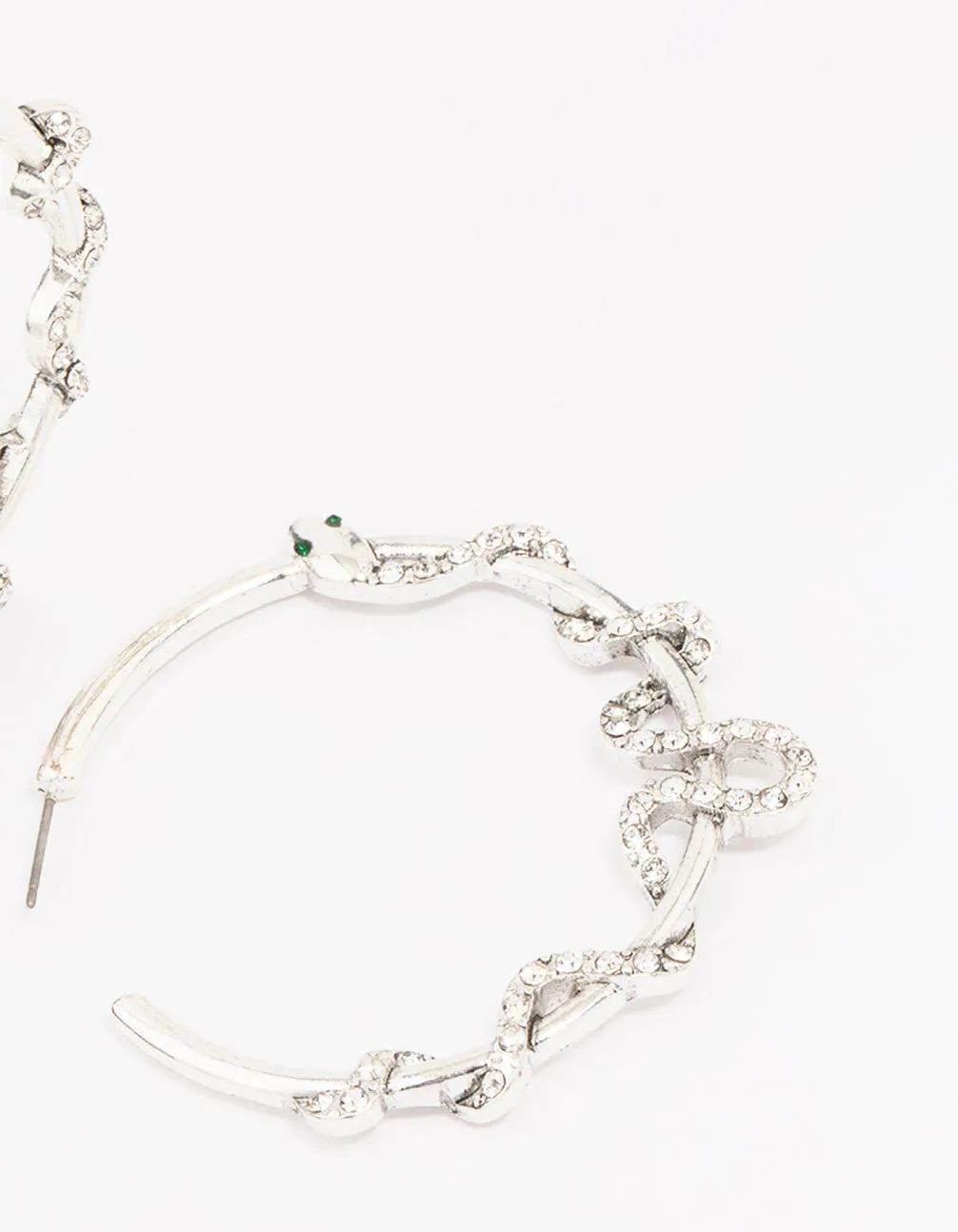 Antique Silver Snake Diamante Medium Hoop Earrings sold by lovisa product image thumbnail 3