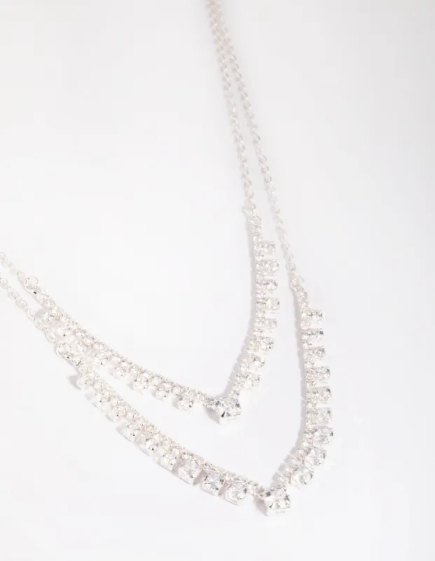 Silver Cubic Zirconia Point Necklace sold by lovisa