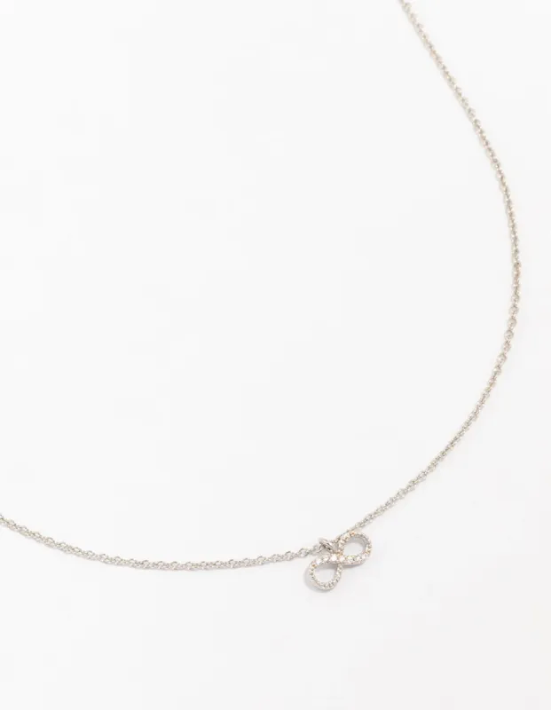 Silver Cubic Zirconia Diamante Infinity Pendant Necklace sold by lovisa