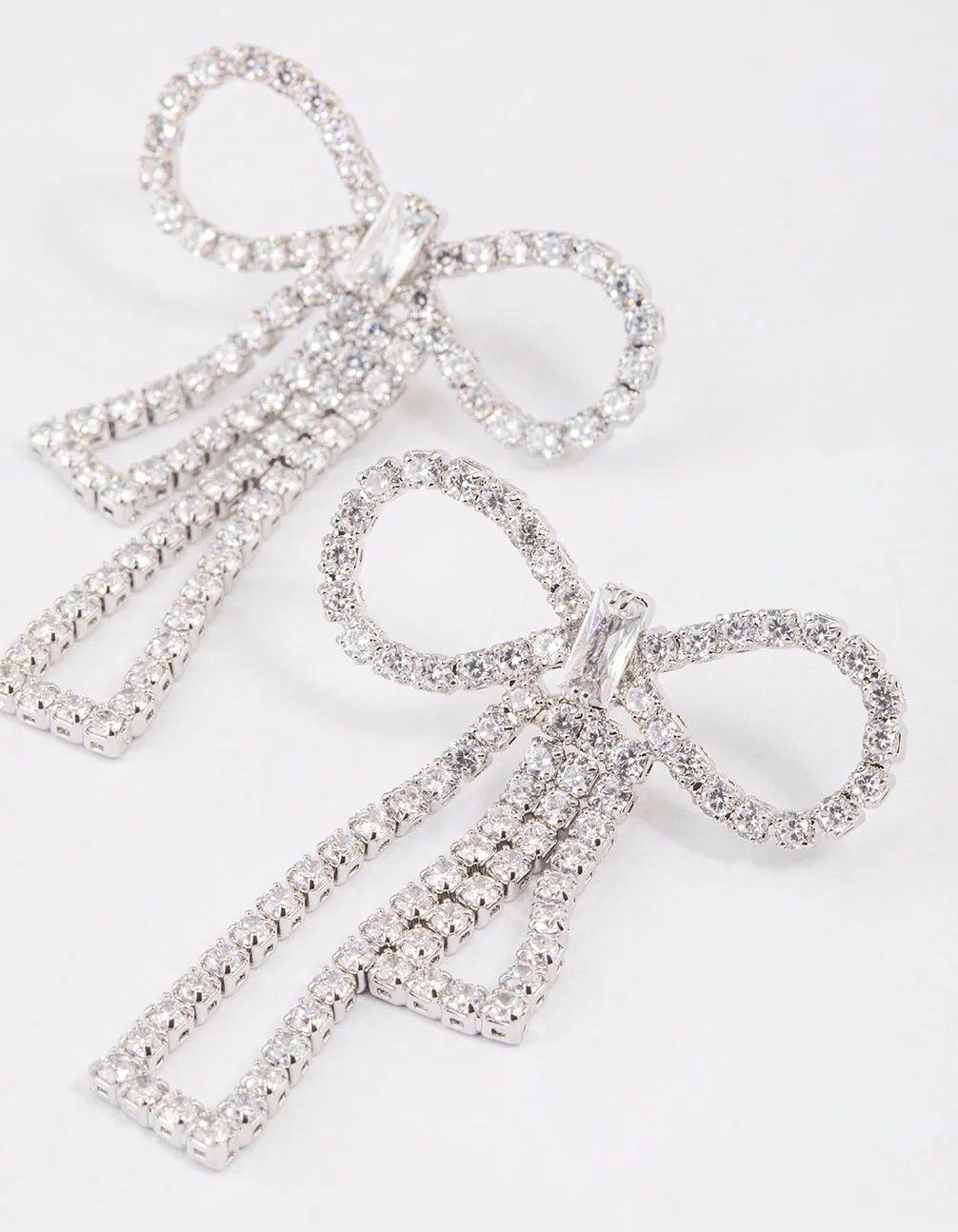 Rhodium Cubic Zirconia Statement Bow Drop Earrings sold by lovisa product image thumbnail 2