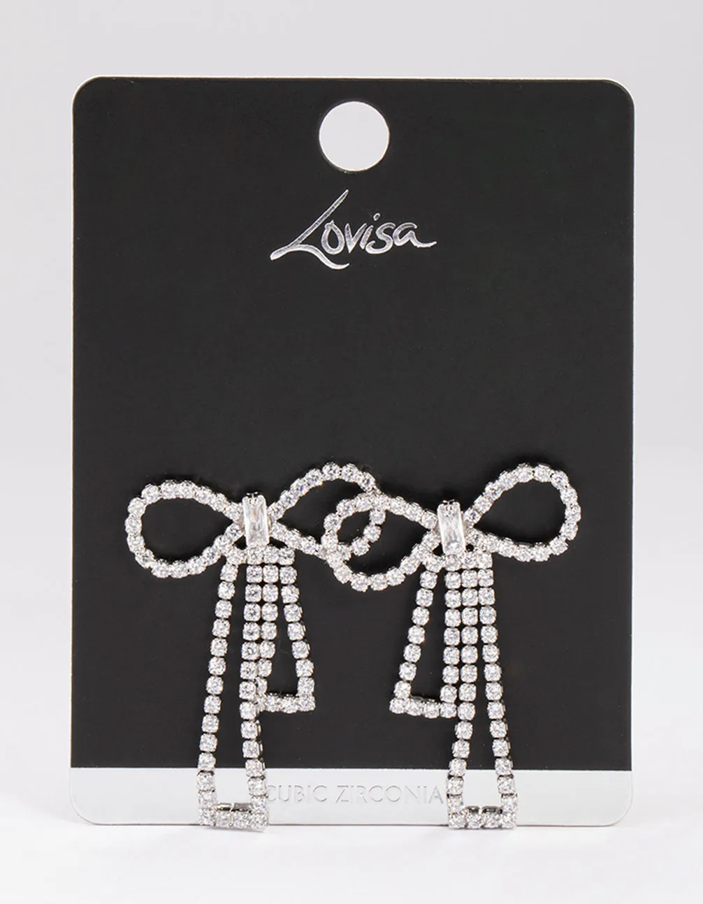 Rhodium Cubic Zirconia Statement Bow Drop Earrings sold by lovisa product image thumbnail 4