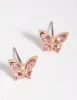 Pink Diamante Butterfly Stud Earrings sold by lovisa
