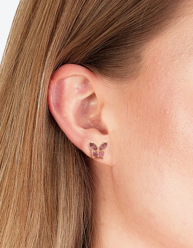 Pink Diamante Butterfly Stud Earrings sold by lovisa