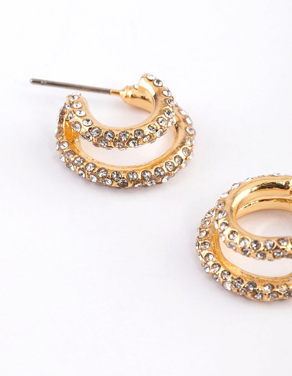 Gold Diamante Double Hoop Earrings sold by lovisa product image thumbnail 2