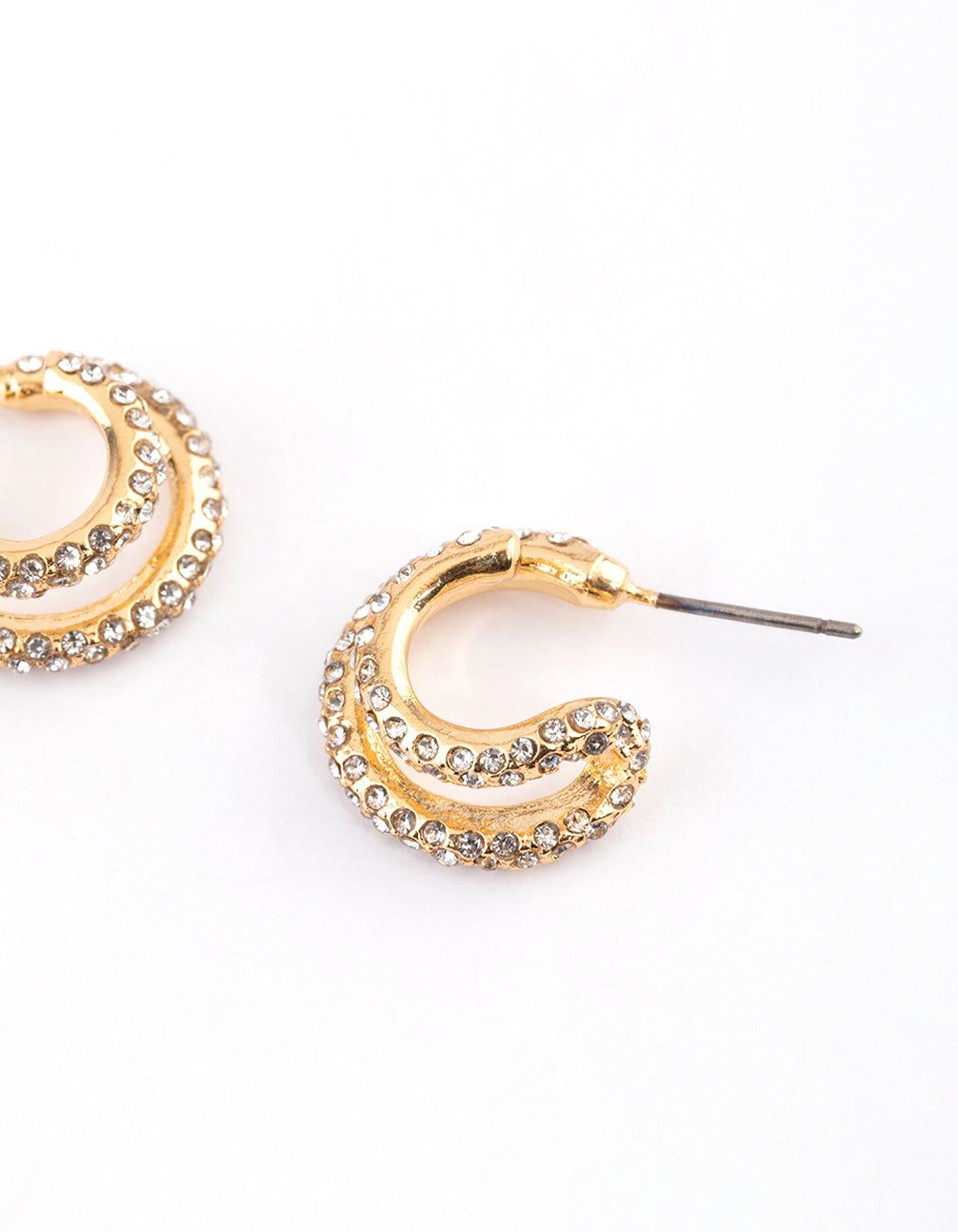 Gold Diamante Double Hoop Earrings sold by lovisa product image thumbnail 3