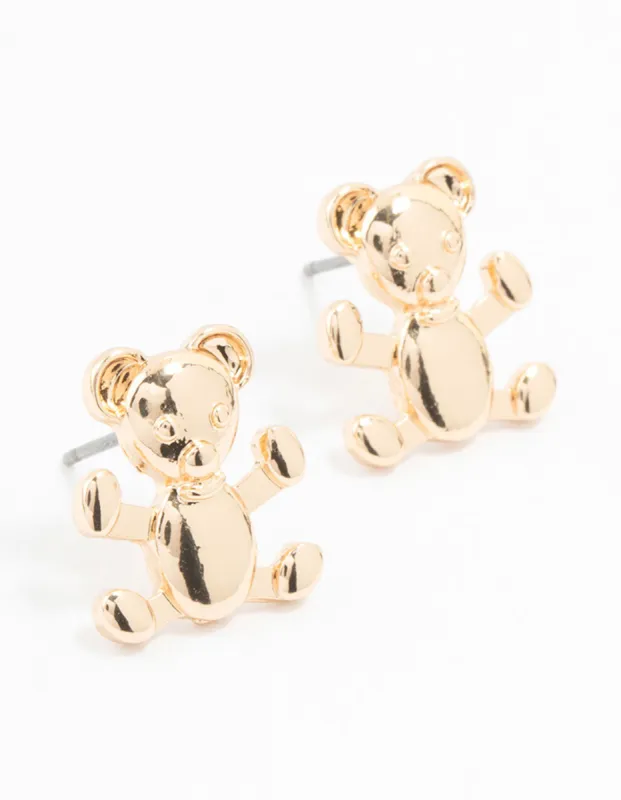 Gold  Teddy Stud Earrings sold by lovisa