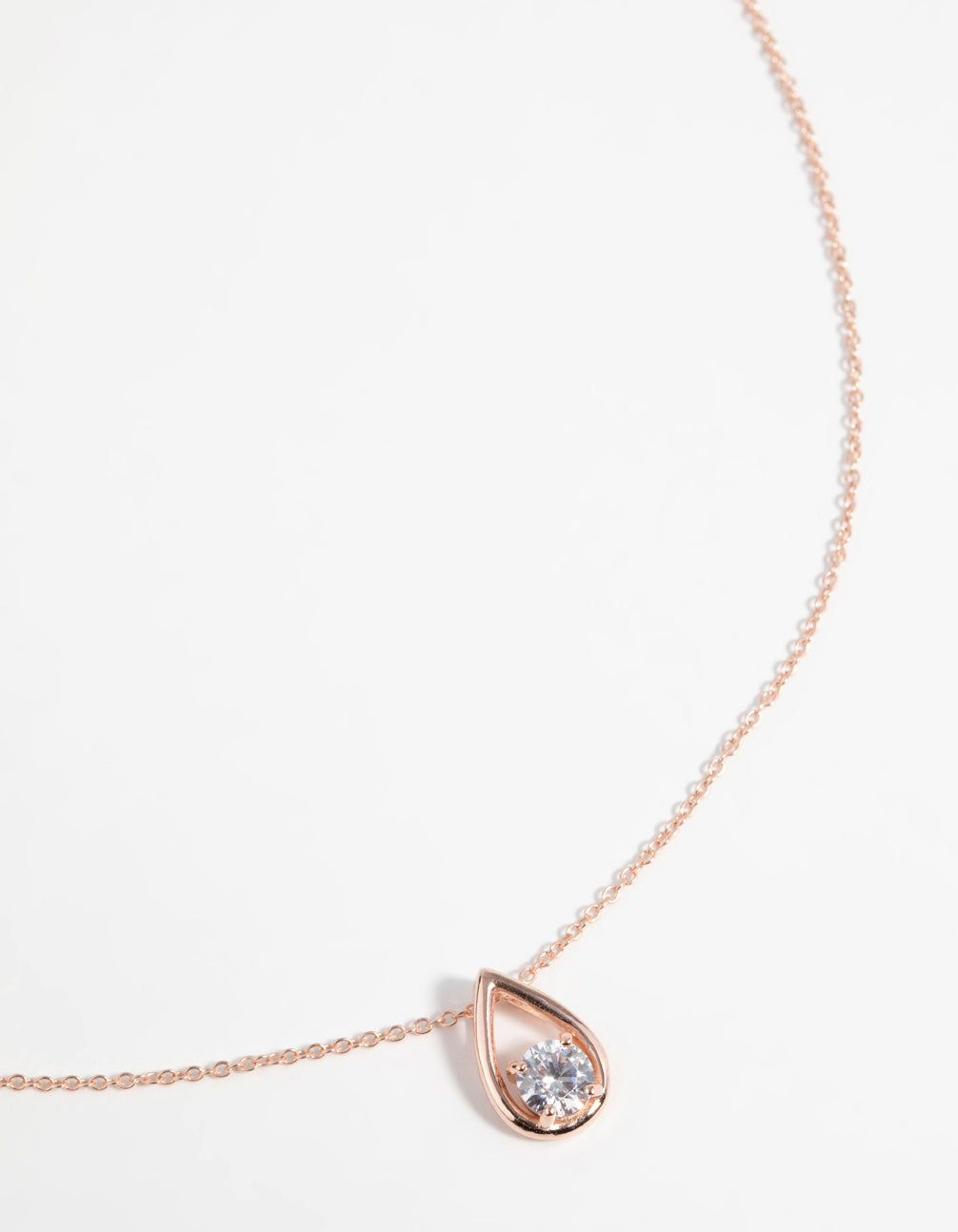 Rose Gold Plated Sterling Silver Cubic Zirconia Teardrop Necklace sold by lovisa