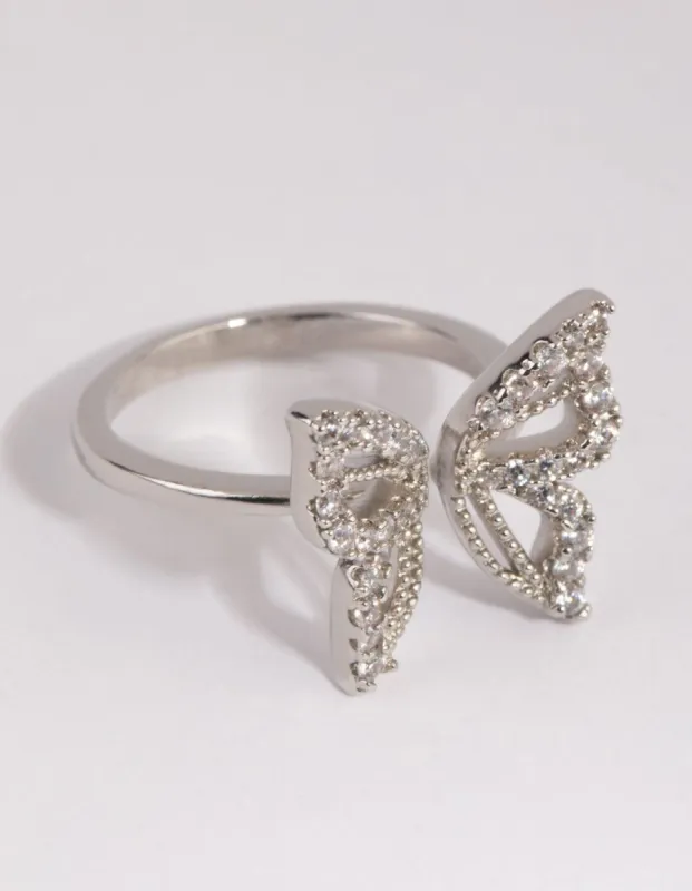 Rhodium Cubic Zirconia Butterfly Ring sold by lovisa