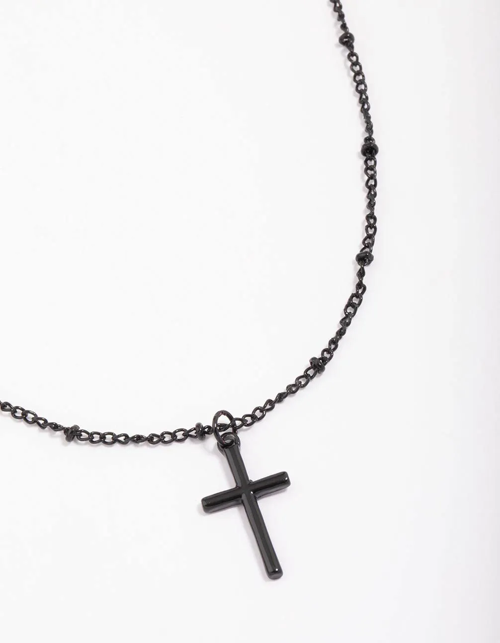 Black Classic Cross Ball Chain Necklace sold by lovisa