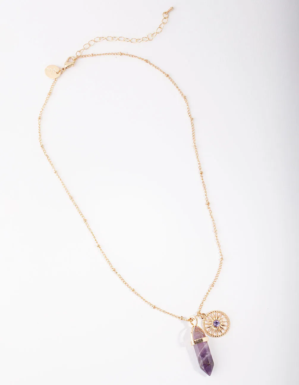 Gold 3-Charm Purple Shard Necklace sold by lovisa product image thumbnail 3
