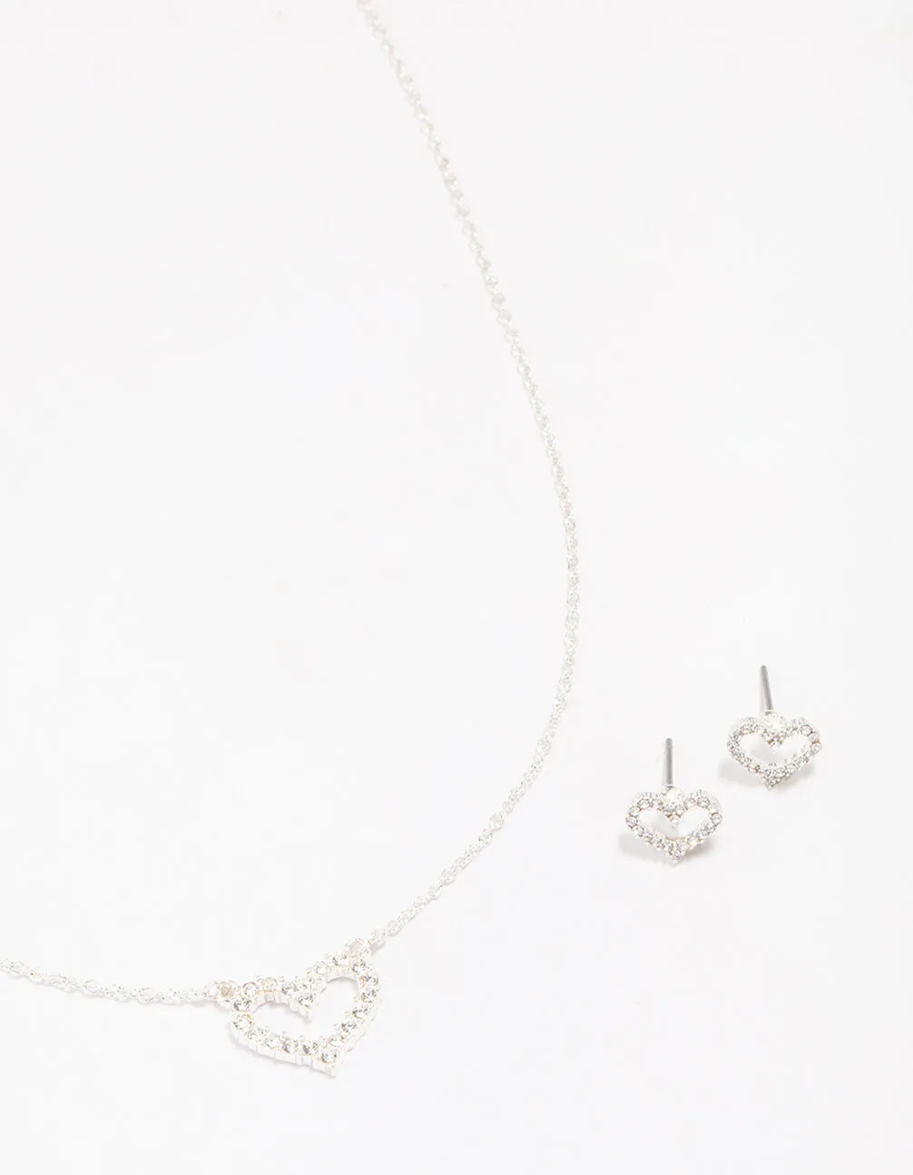 Silver Open Diamante Heart Jewellery Set sold by lovisa