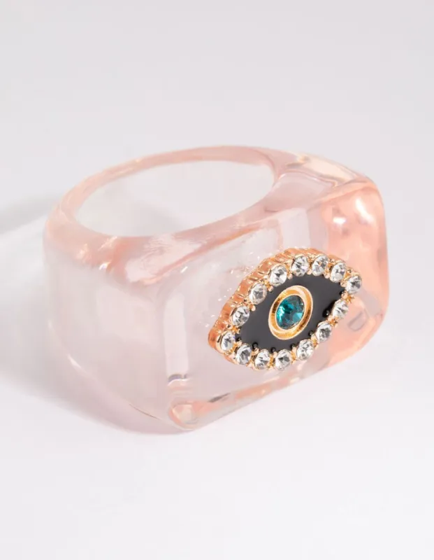 Pink Evil Eye Plastic Ring sold by lovisa