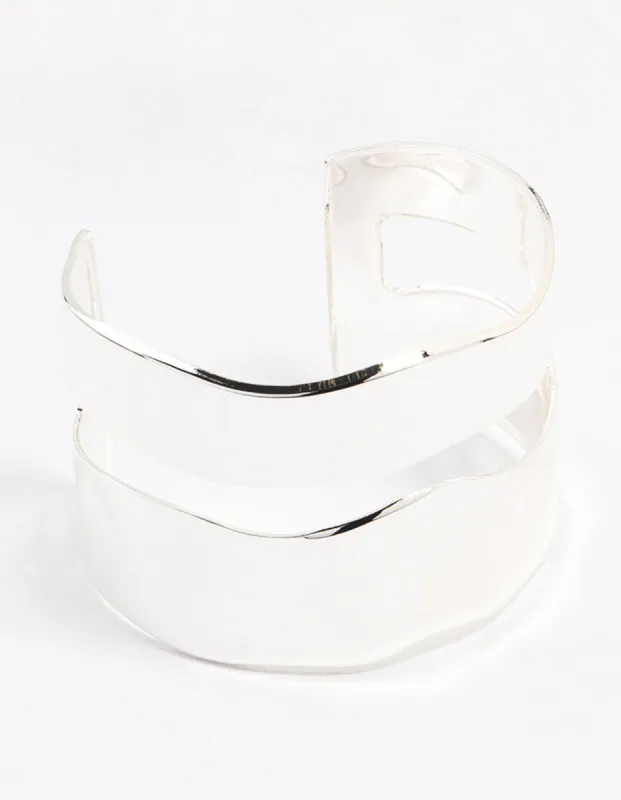 Silver Molten Double Wrist Cuff sold by lovisa