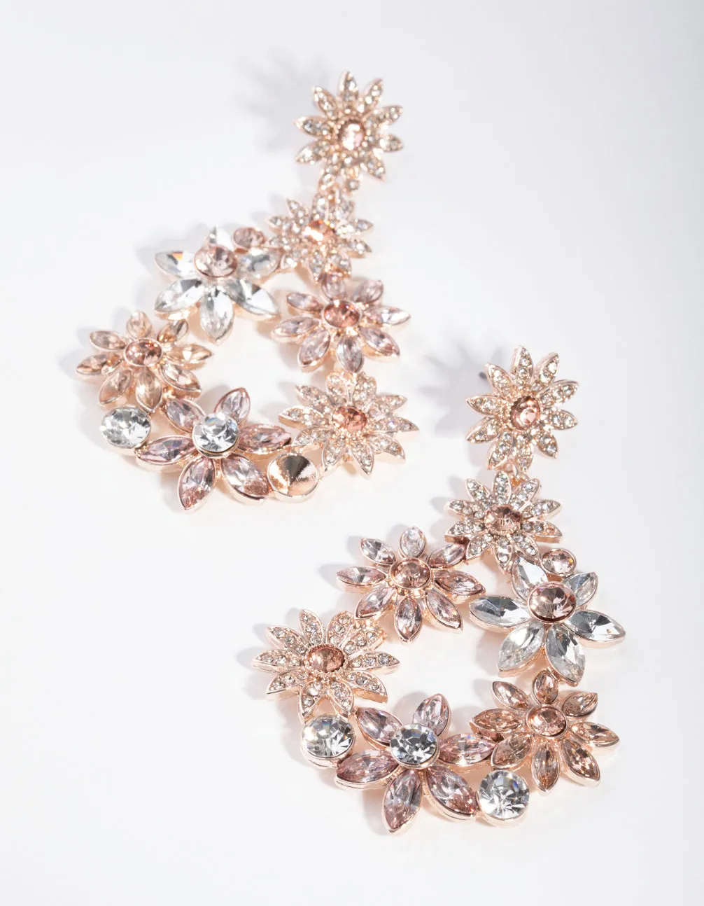 Gold Flower Cluster Teardrop Earrings sold by lovisa