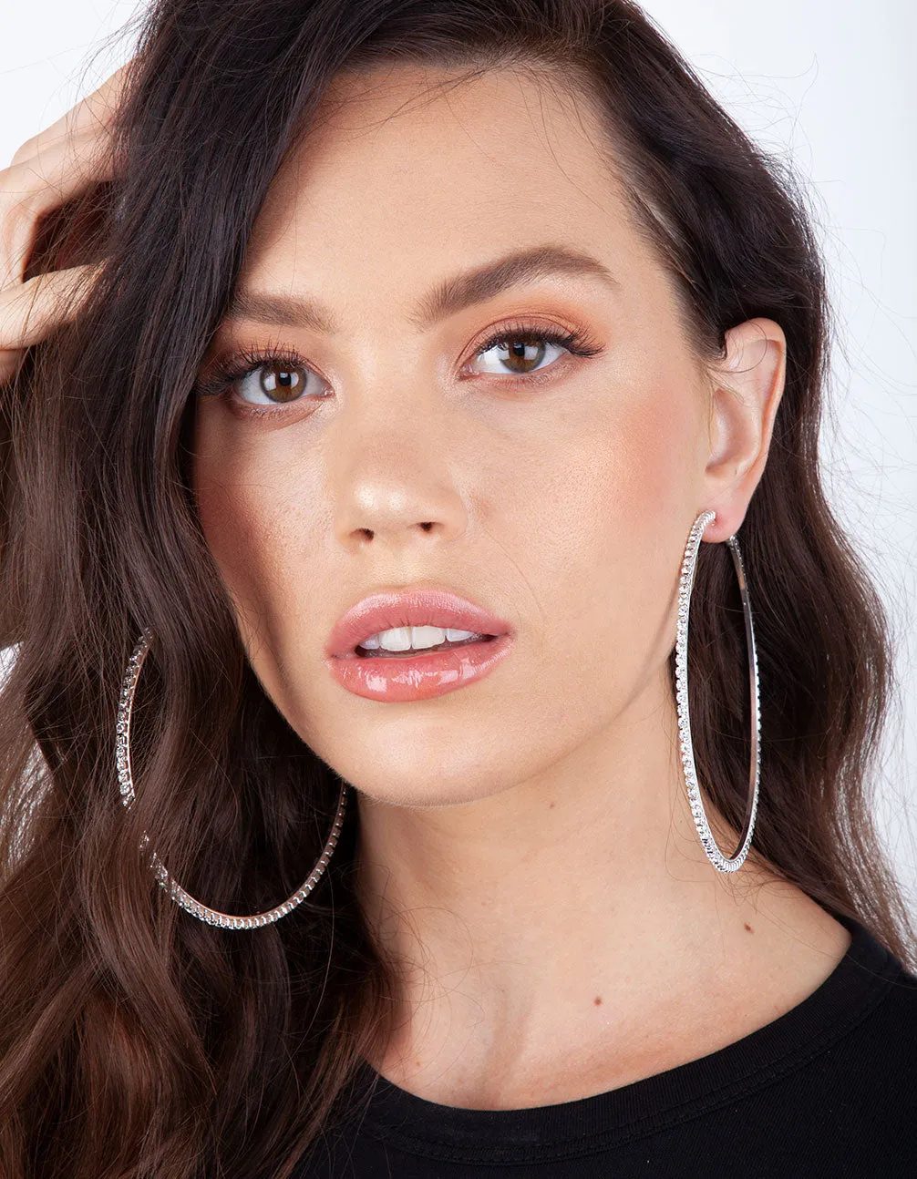 Silver Large Diamante Hoop sold by lovisa product image thumbnail 5