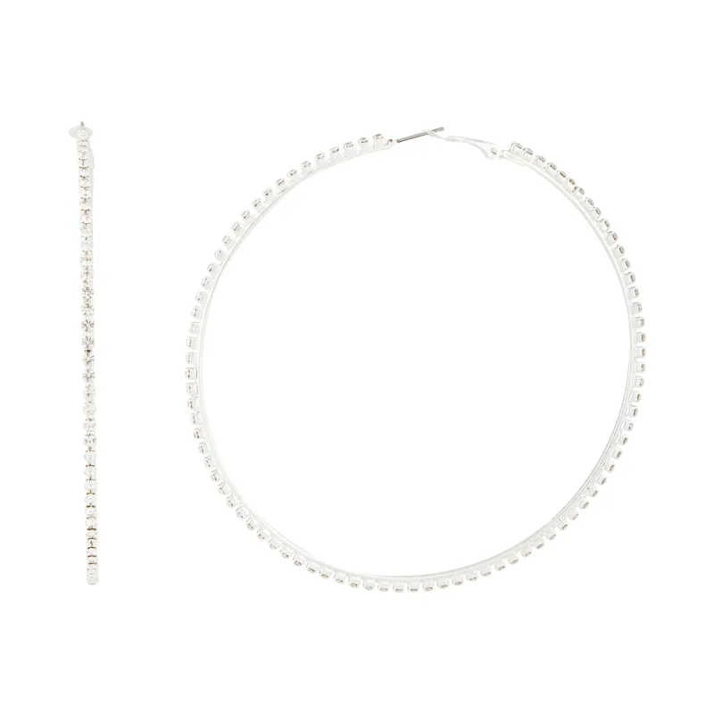 Silver Large Diamante Hoop sold by lovisa