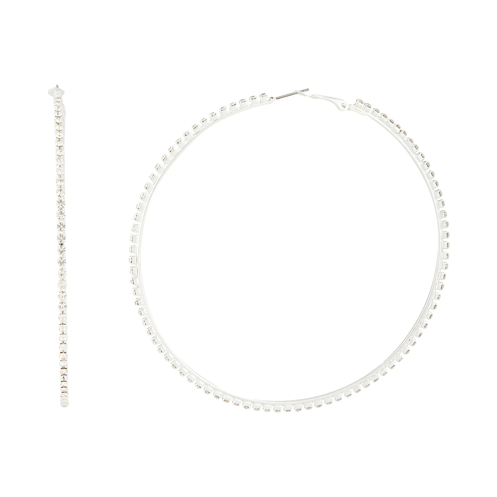 Silver Large Diamante Hoop sold by lovisa