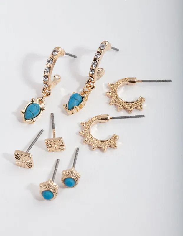 Gold Bohemian Stack Pack Earring sold by lovisa