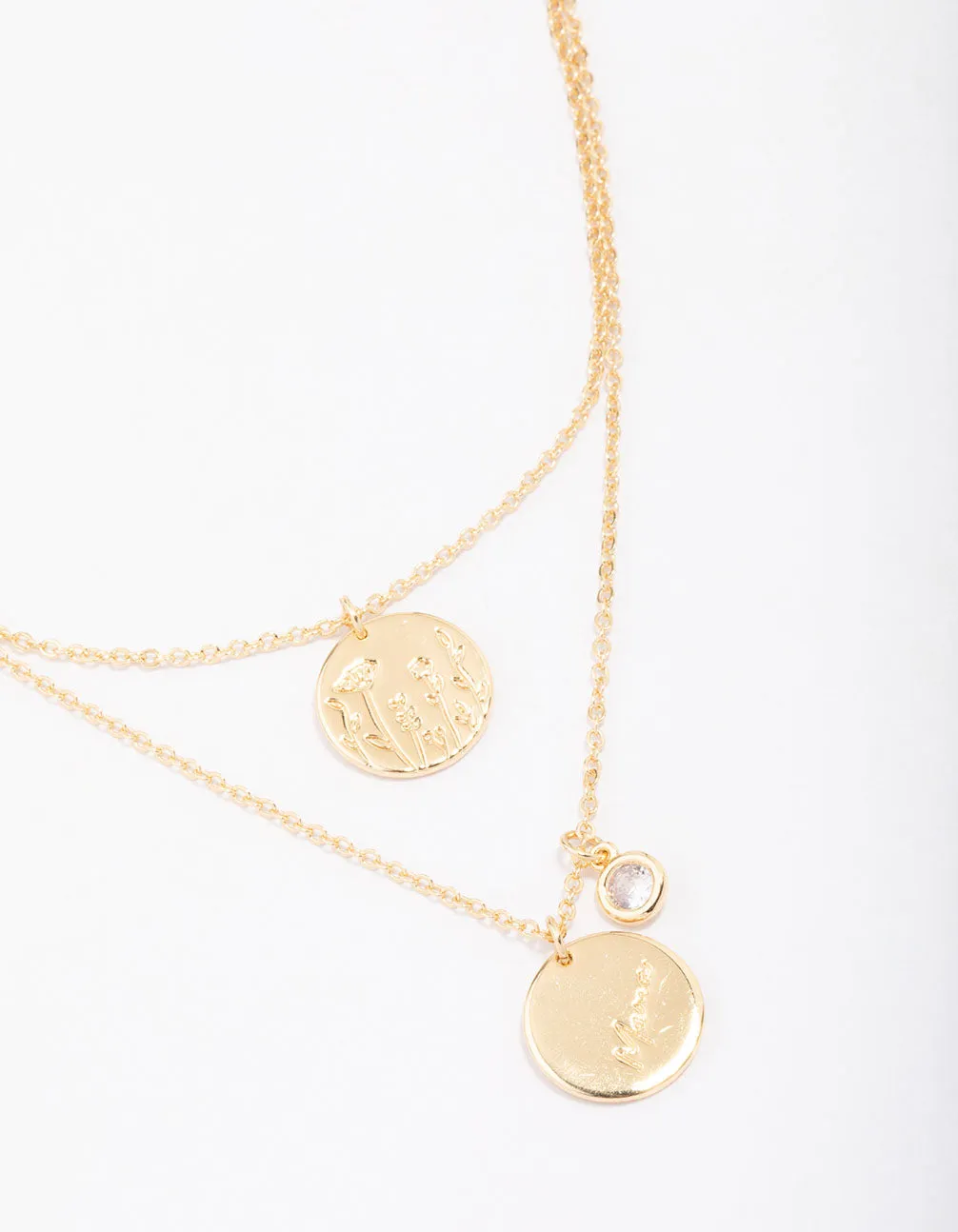 Gold Plated Coin Layered Necklace sold by lovisa