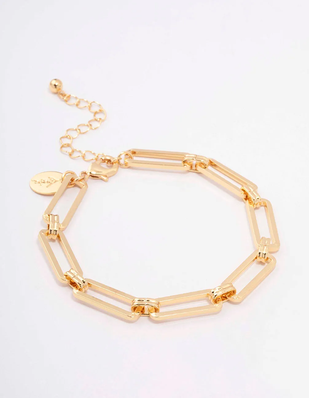 Gold Plated Rectangular Link Bracelet sold by lovisa